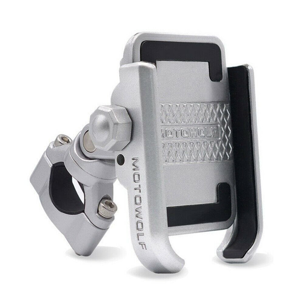 Premium Motorcycle Cell Phone Holder Handlebar Mount - Silver image