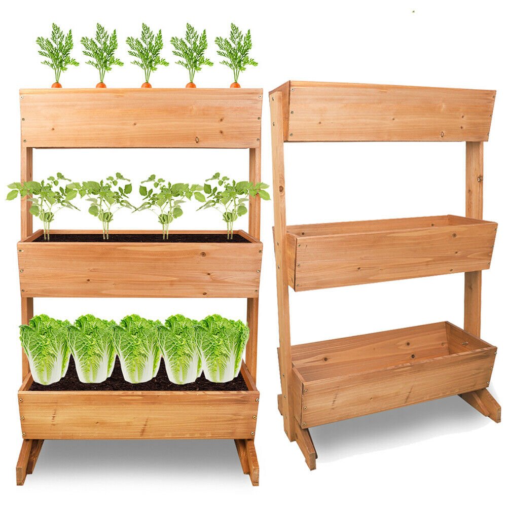 Large Wooden 3 Tier Vertical Raised Garden Planter Stand image 4