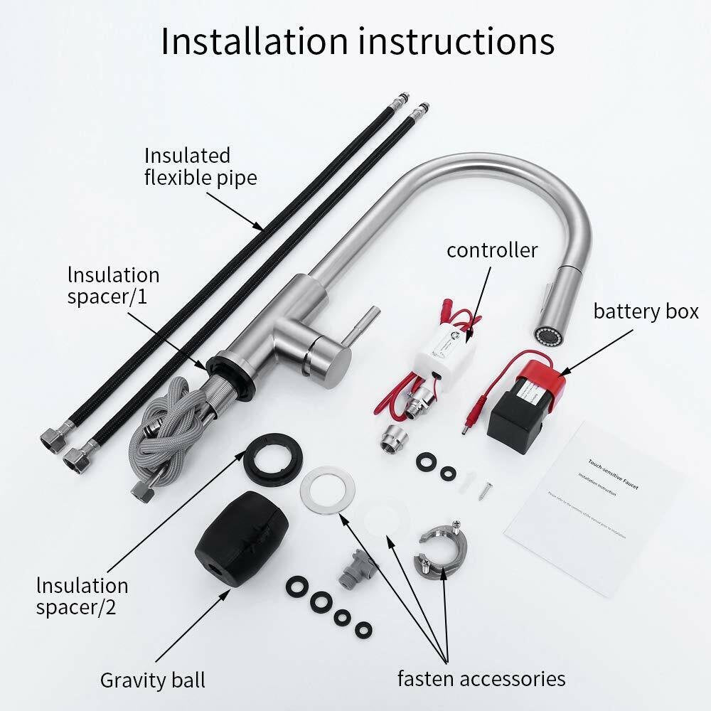 Stainless Touch Kitchen Sink Faucet Pull Out Sprayer Brushed Nickel Mixer Tap image 9