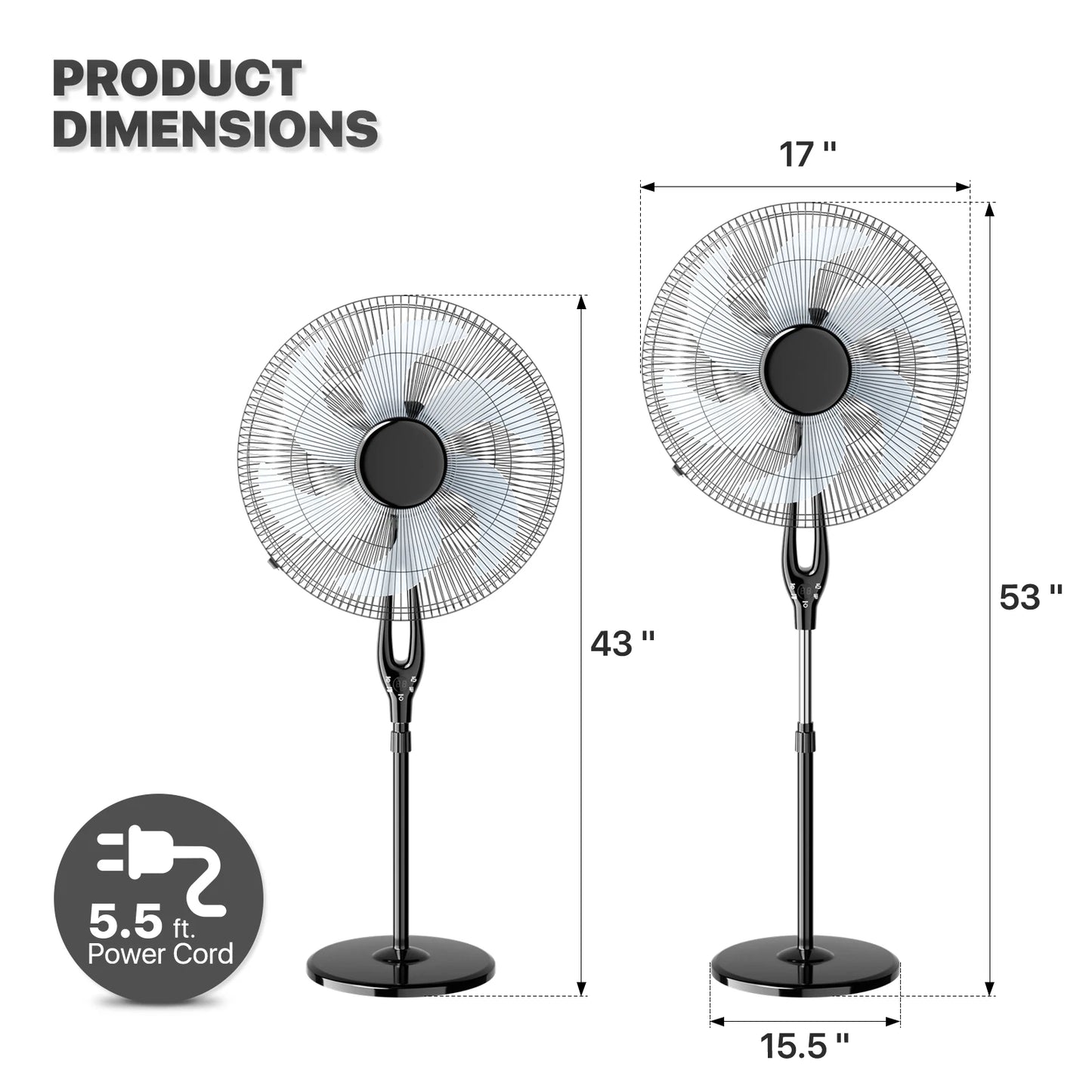 Portable Compact Standing Pedestal Oscillating Fan image 4