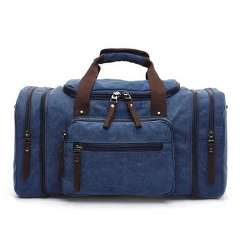 Large Capacity Canvas Travel Bag - blue image