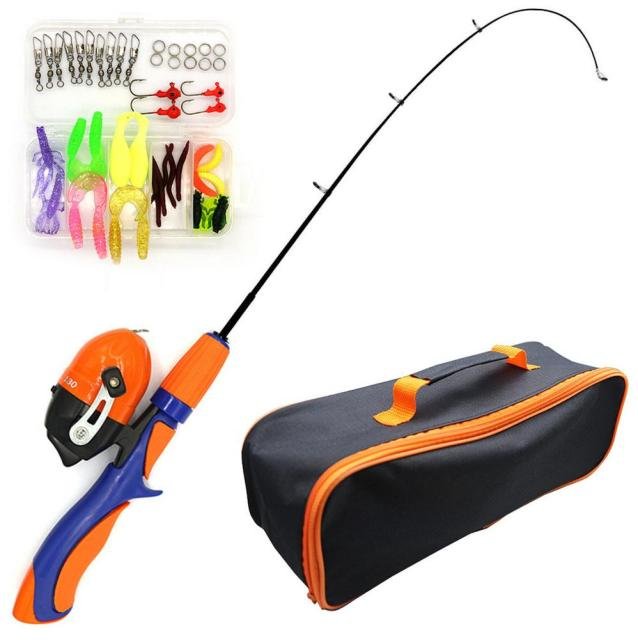 Kids Heavy Duty Telescopic Fishing Pole Kit - Orange image