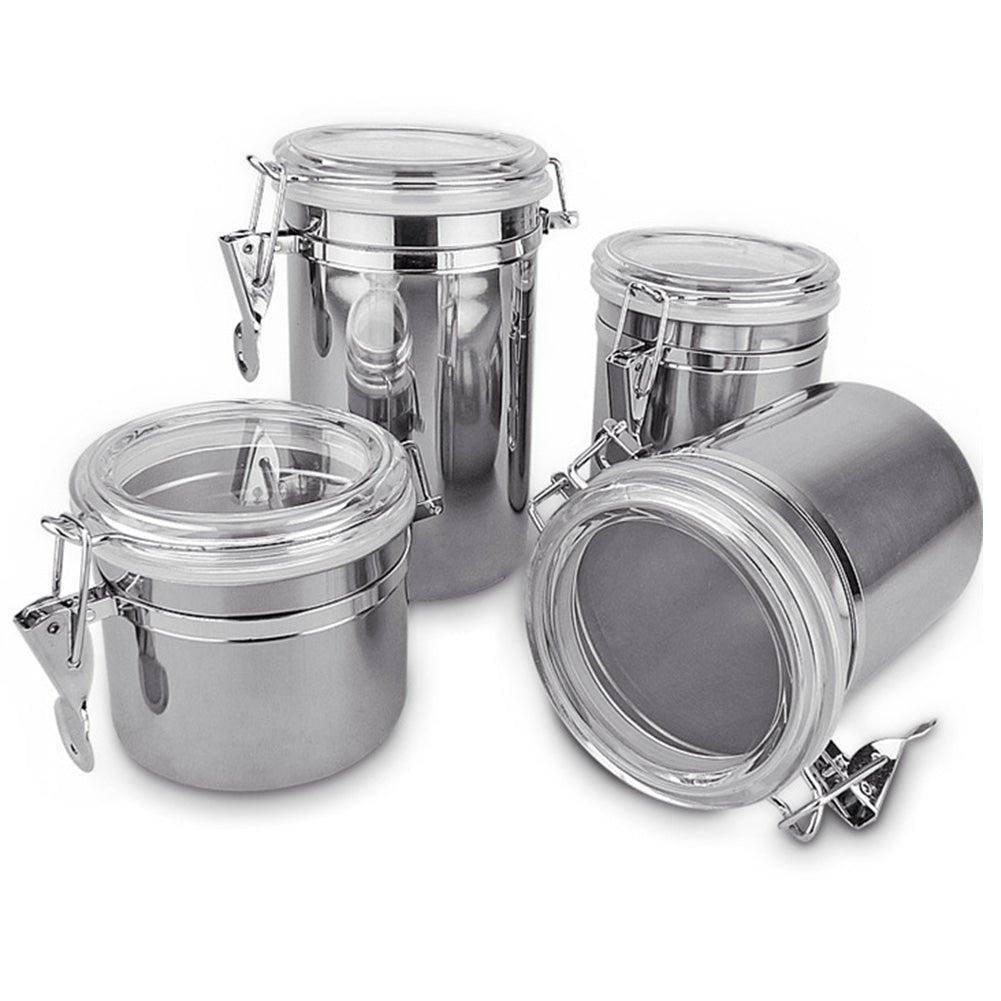 Stainless Steel Kitchen Storage Canister Set 4pcs - 4 inch image