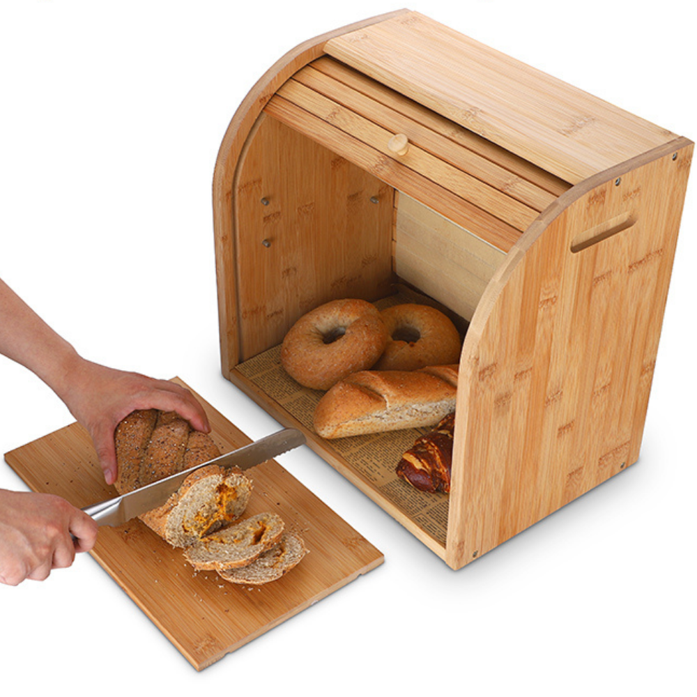 Large Modern Countertop Wooden Bread Storage Box image 5