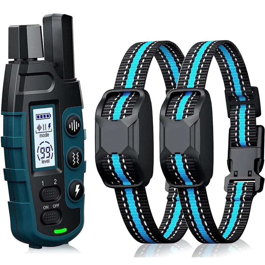 Premium 1000m Dog Training Collar with Remote - Blue, For 2 Dogs image