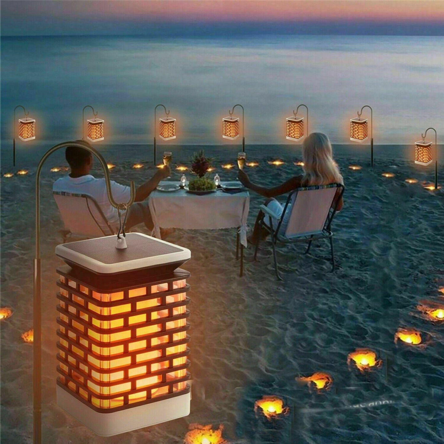 Outdoor Hanging Solar Powered LED Lanterns 6" image 5