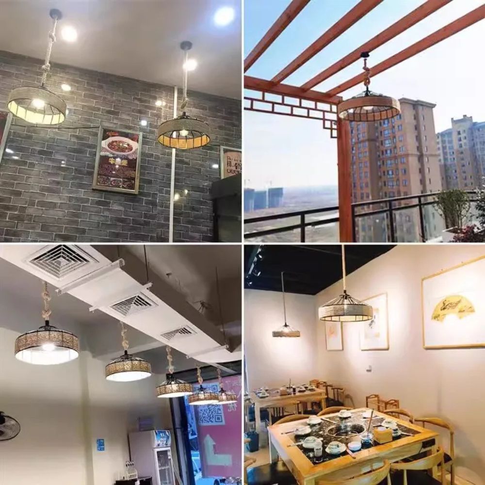 Classical Hemp Rope Pendant Light – Retro Industrial Hanging Lamp for Dining Room