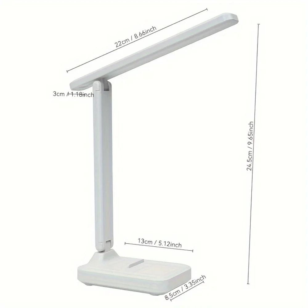 LED Folding Desk Lamp – Touch Switch White Dimmable Night Light for Bedroom & Office