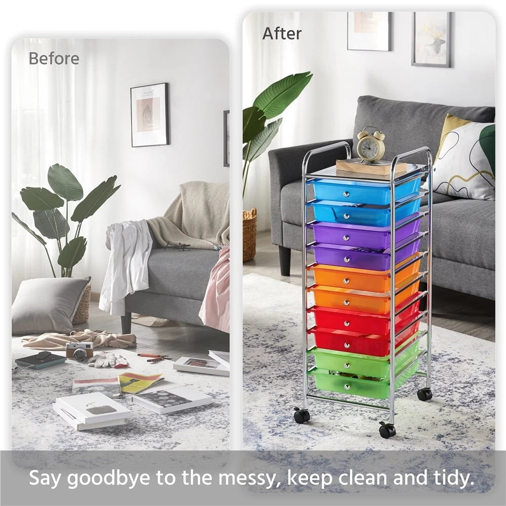 Heavy Duty 10 Drawer Rolling Storage Organizing Cart image 8
