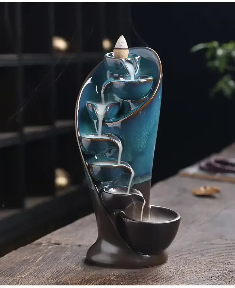 Handmade Torch Waterfall Incense Burner Ceramic Backflow Censer Home Decor