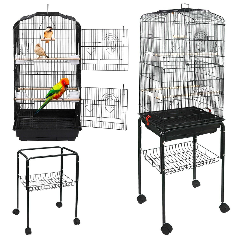 Portable Large Big Bird Cage With Wheels 59" image 2