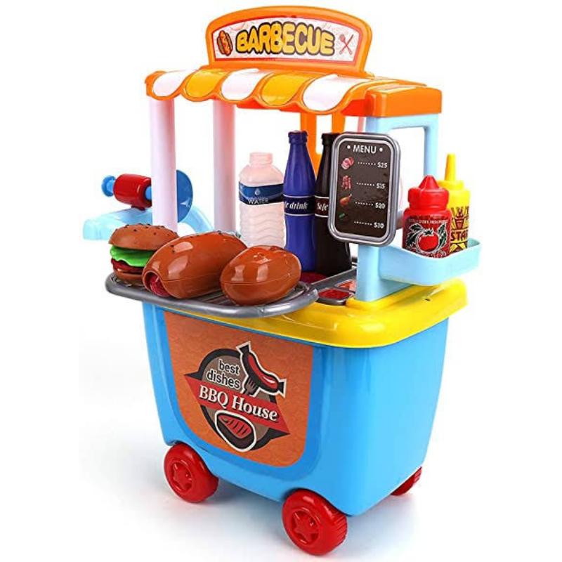 Kids Play Food And Ice Cream Truck Toy Cart - Barbecue image