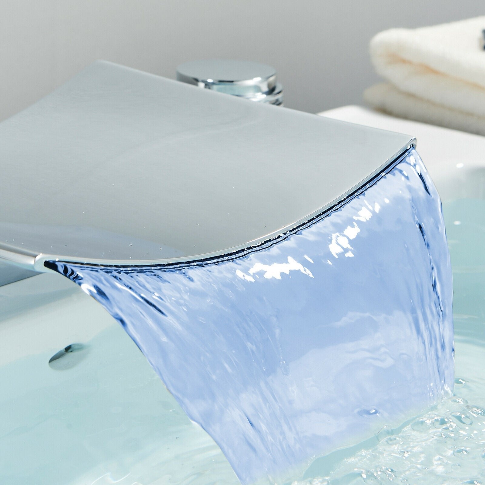 LED Widespread Waterfall Bathroom Sink Faucet 8" image 2