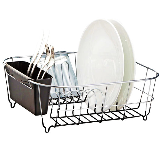 Over Sink Dish Drying Rack with Cutlery Holder image 0