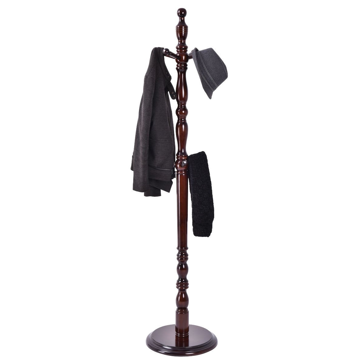 Wooden FreeStanding Entryway Coat Hanger Rack With 8 Hooks image 0
