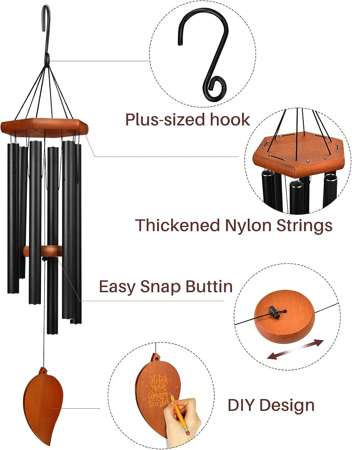 Large Outdoor Metal Tube Bass Sympathy Wind Chimes image 3