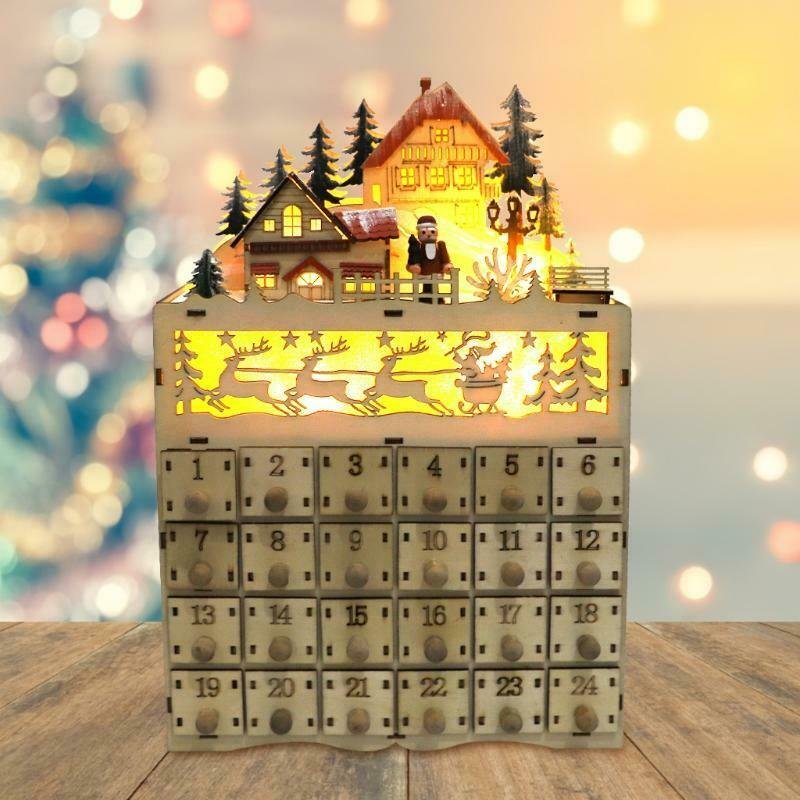 Large Wooden Christmas Advent Countdown Calendar image 2