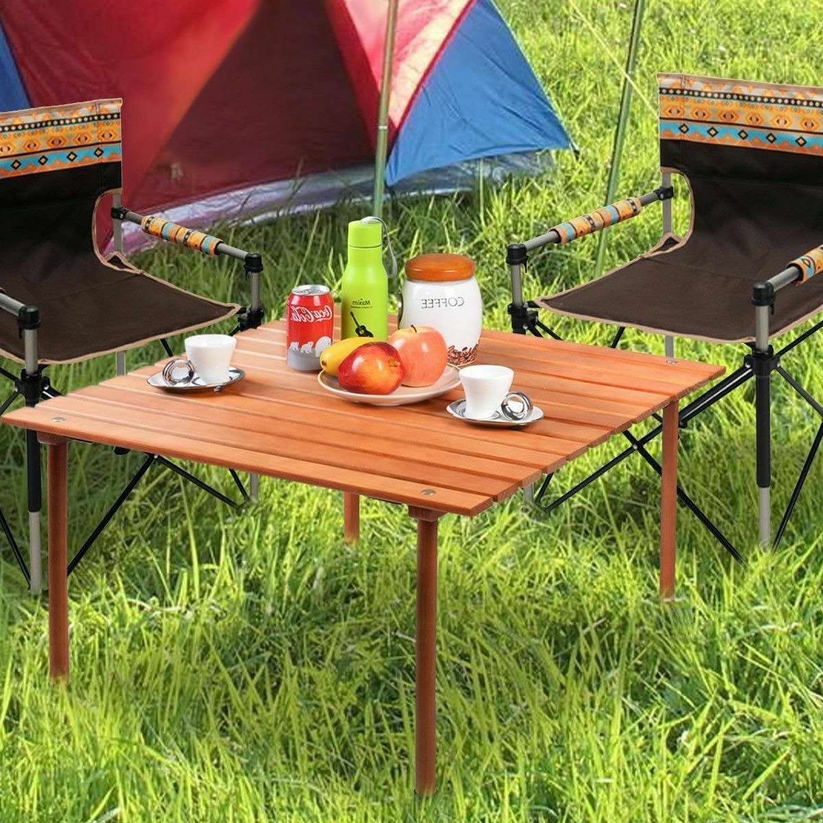 Lightweight Portable Pull Up Camping Foldable Picnic Table image 1