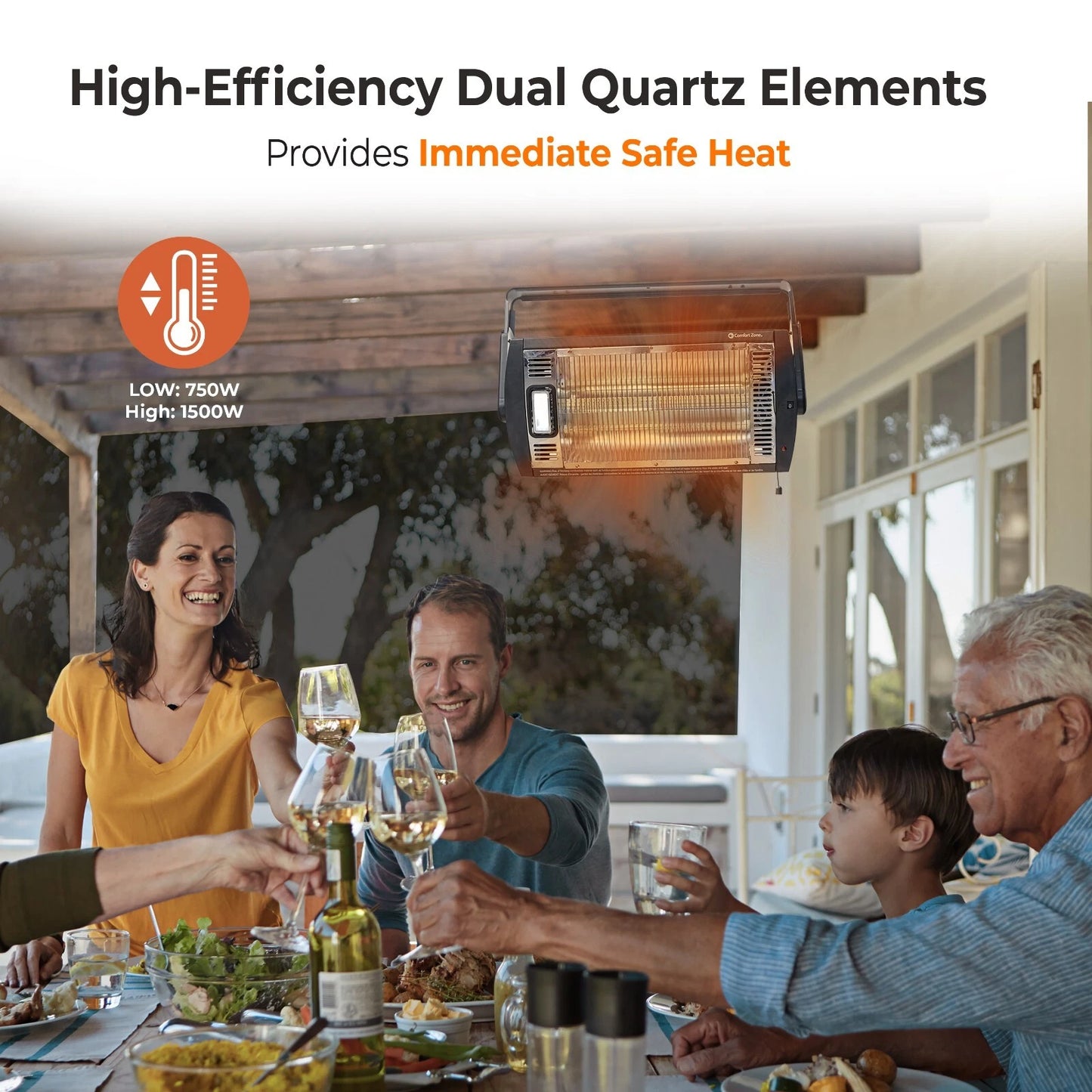 Wide Range Outdoor Electric Wall Mounted Infrared Patio Heater image 1