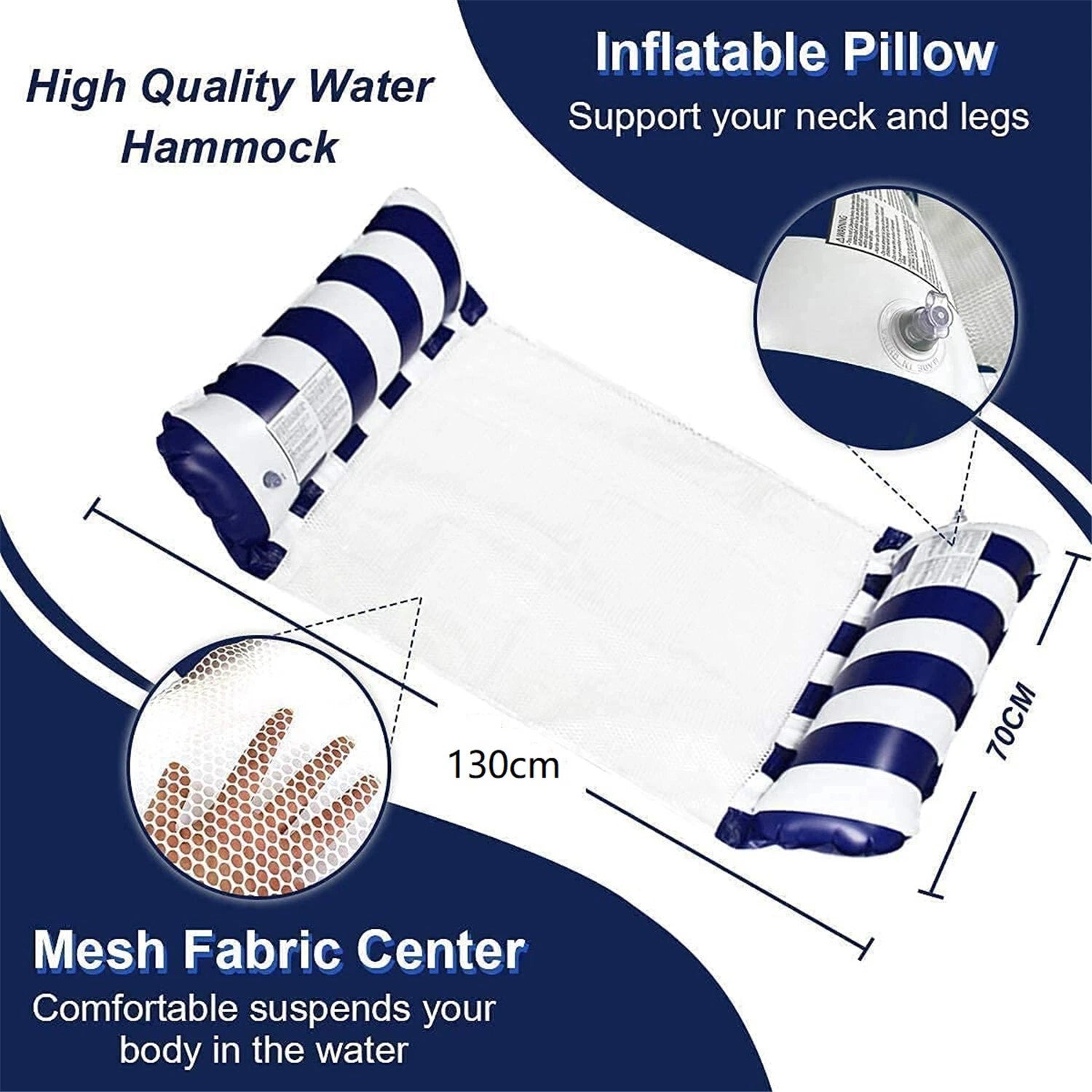 Inflatable Swimming Hammock Lounge Chair Water Swimming Floating Bed image 2