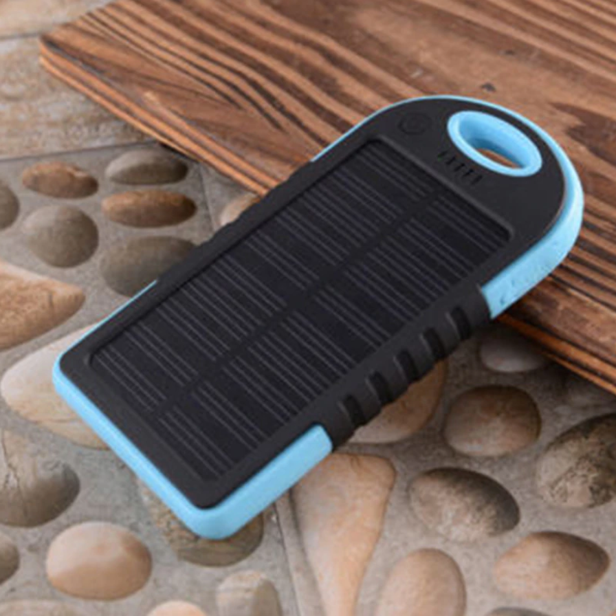 Portable Solar Powered Cell Phone Battery Charger - Black and Blue image