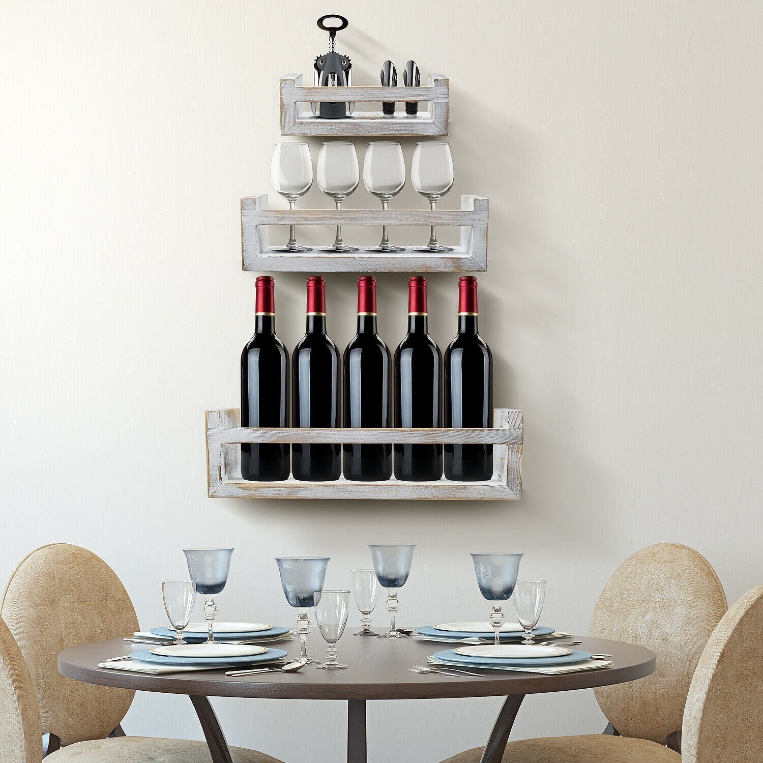 Premium Wall Mounted Floating Wooden Rustic Kitchen Shelves image 4