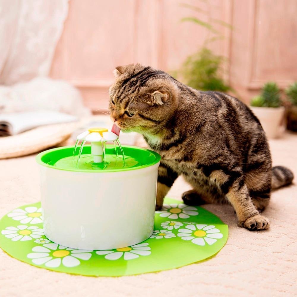 Automatic Pet Fountain Cat And Dog Water Dispenser - Green, EU Plug image