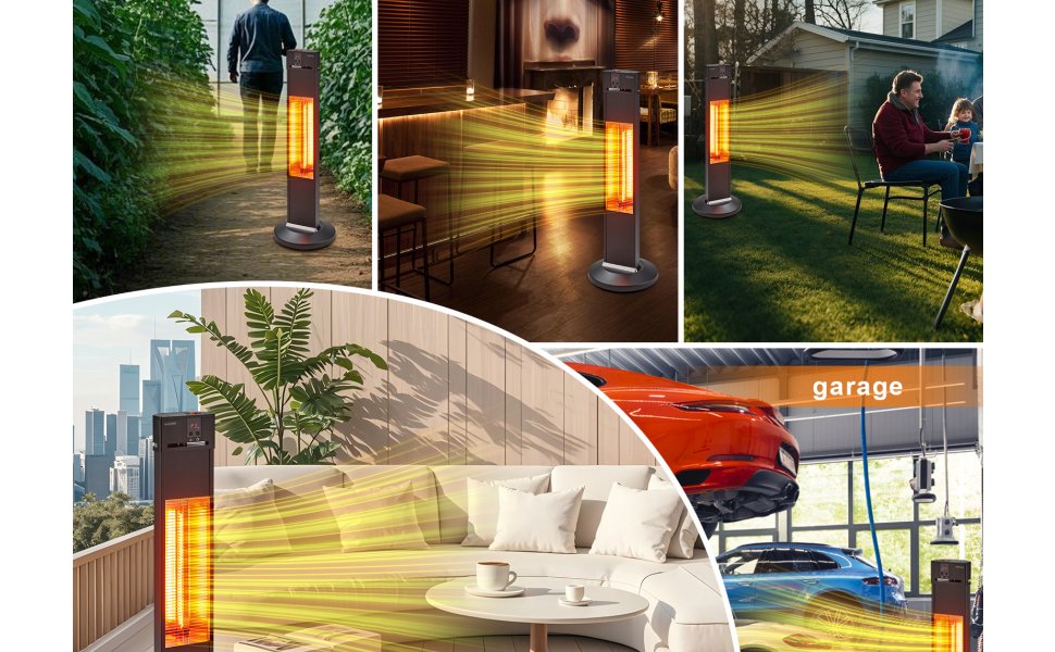 Electric Outdoor Infrared Patio Porch Tower Space Heater 1500W image 4