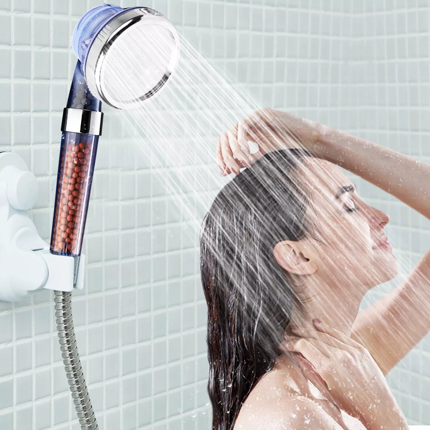 Handheld High Pressure Shower Head Water Filtering Massage Shower image 4