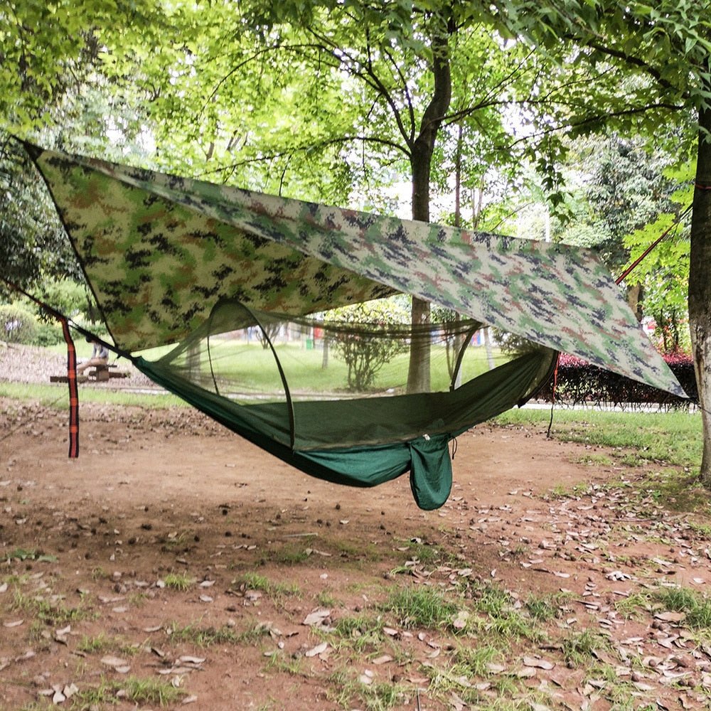 Premium Portable Camping Hammock With Mosquito And Bug Net - Dark Green Set image
