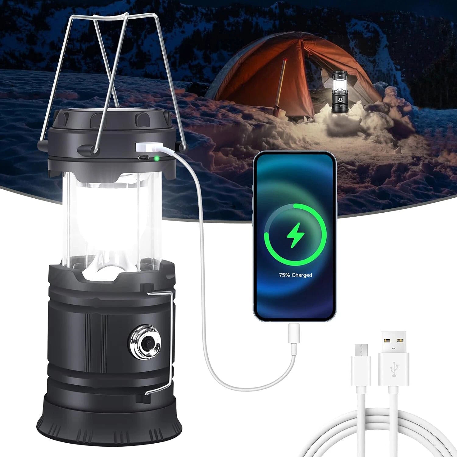 Powerful LED Rechargeable Solar Outdoor Camping Lantern Light image 6