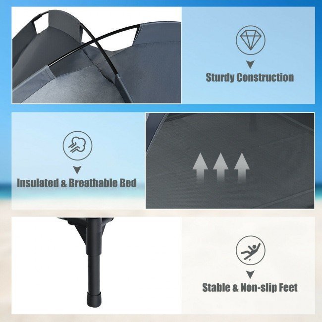 Portable Elevated Outdoor Pet Bed with Removable Canopy Shade image 8