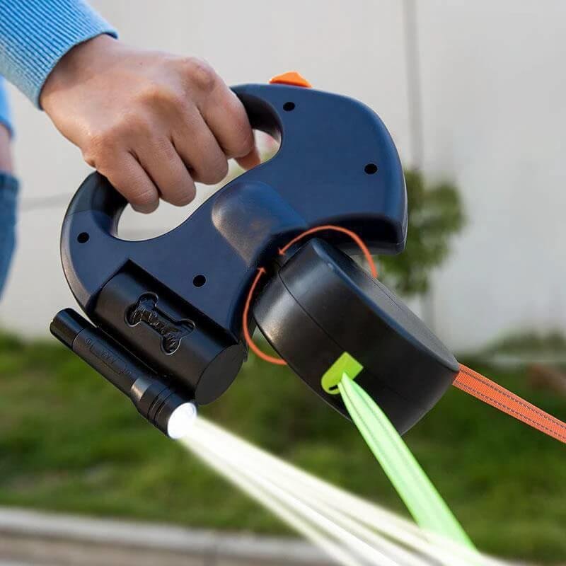 Dual Dog Rope Leash with Light Retractable image 0