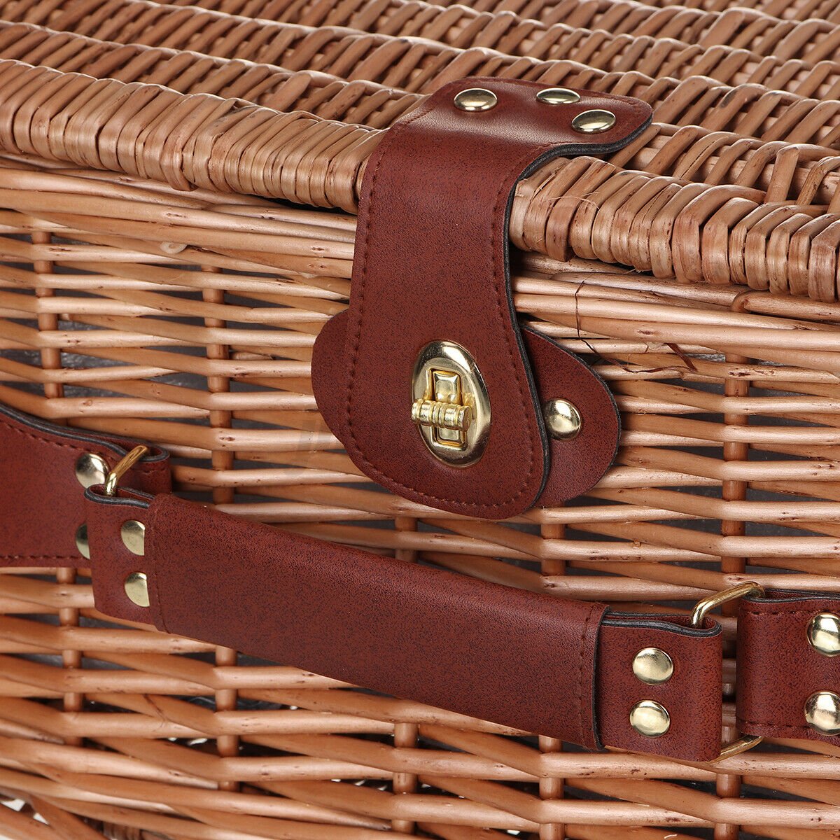 Large Insulated Wicker Picnic Basket Set image 6