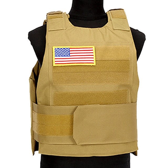 Lightweight Tactical Load Bearing Plate Carrier Vest - Khaki image