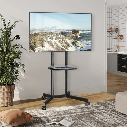 Rolling Tv Stand Mobile Cart With Shelf image 0