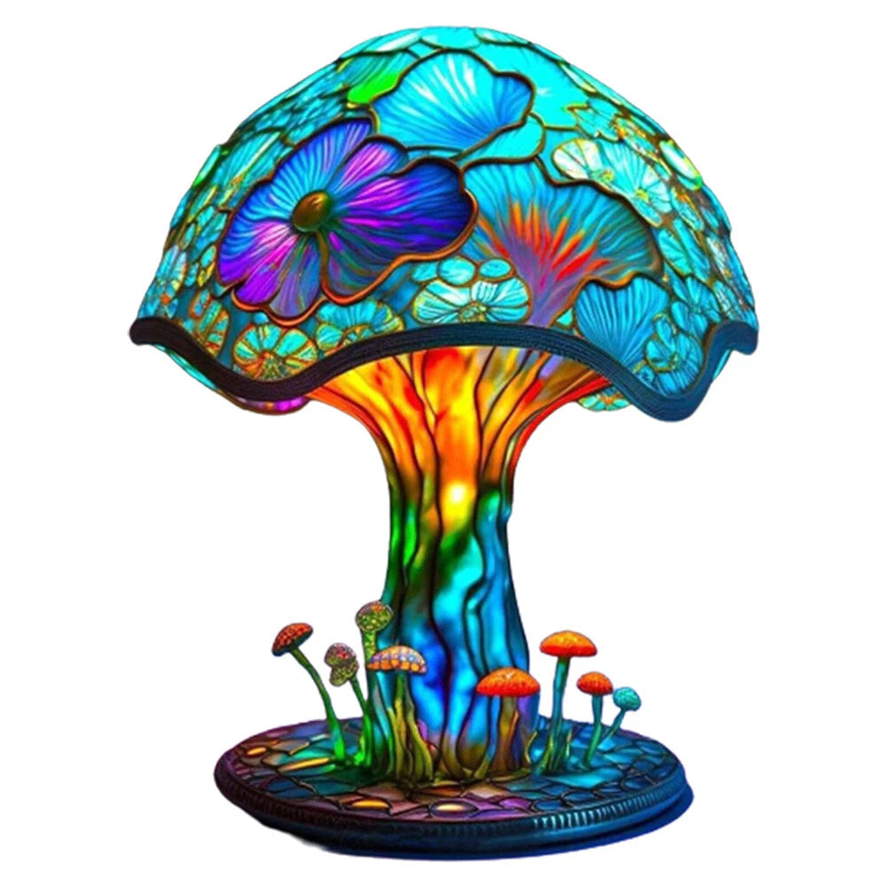 Stained Glass Plant Series Table Lamp - Small Mushroom Colorful image