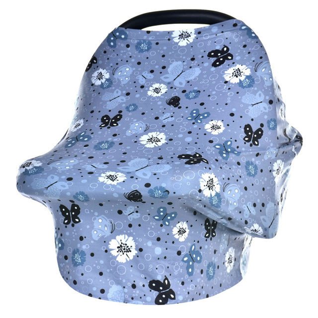 Premium Baby Car Seat Canopy Cover - Blue Flowers image