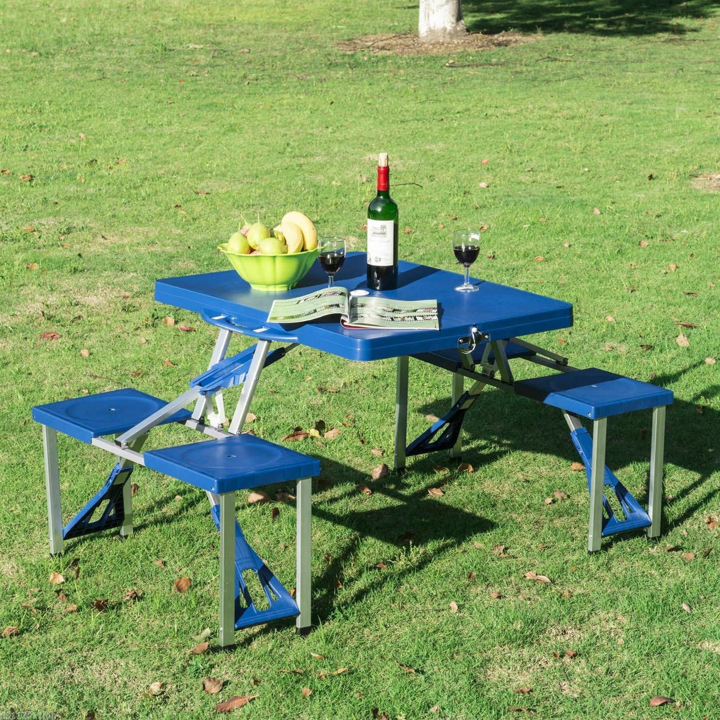 Portable Folding Collapsible Picnic Table And Chairs Bench Set image 0
