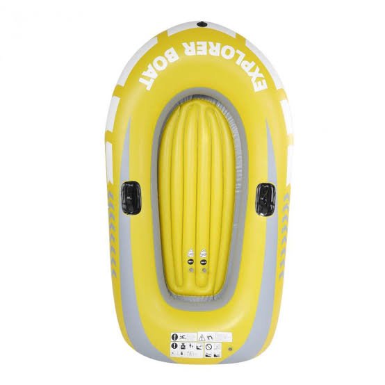 Inflatable Fishing Blow Up Row Boat River Raft - Yellow, 1-Person image