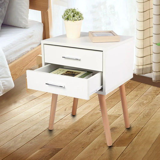 2-Drawer Bedside Table with Storage – Modern Compact Nightstand for Bedroom