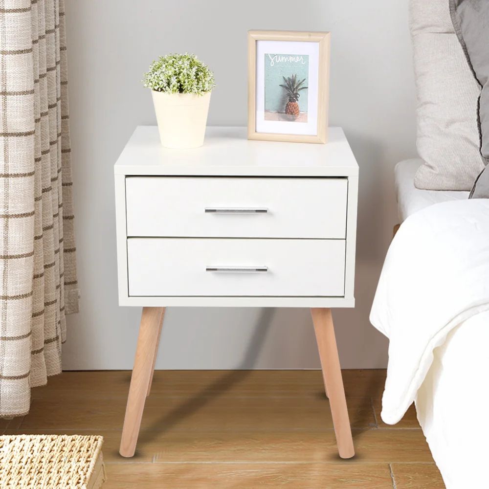 2-Drawer Bedside Table with Storage – Modern Compact Nightstand for Bedroom