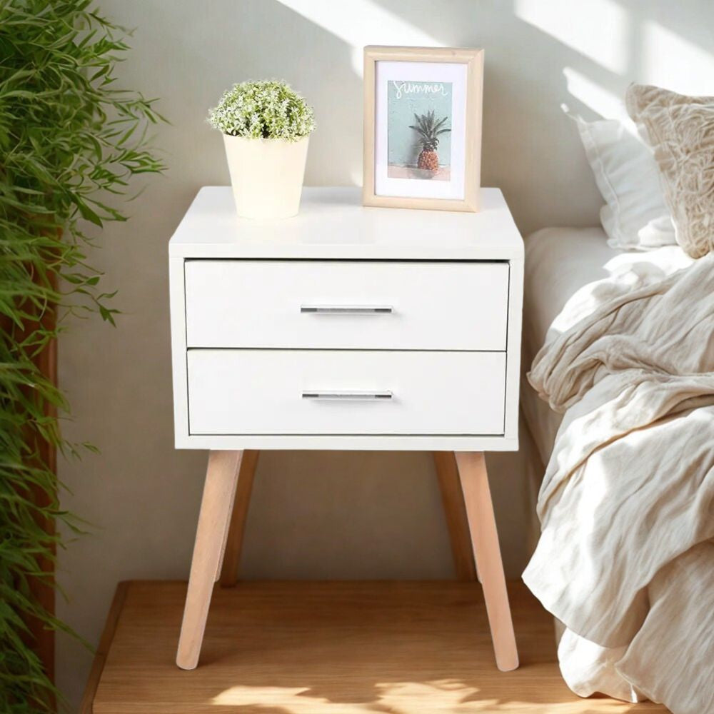 2-Drawer Bedside Table with Storage – Modern Compact Nightstand for Bedroom
