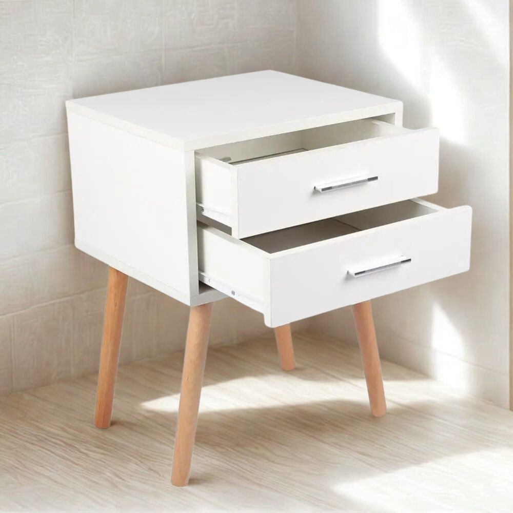 2-Drawer Bedside Table with Storage – Modern Compact Nightstand for Bedroom