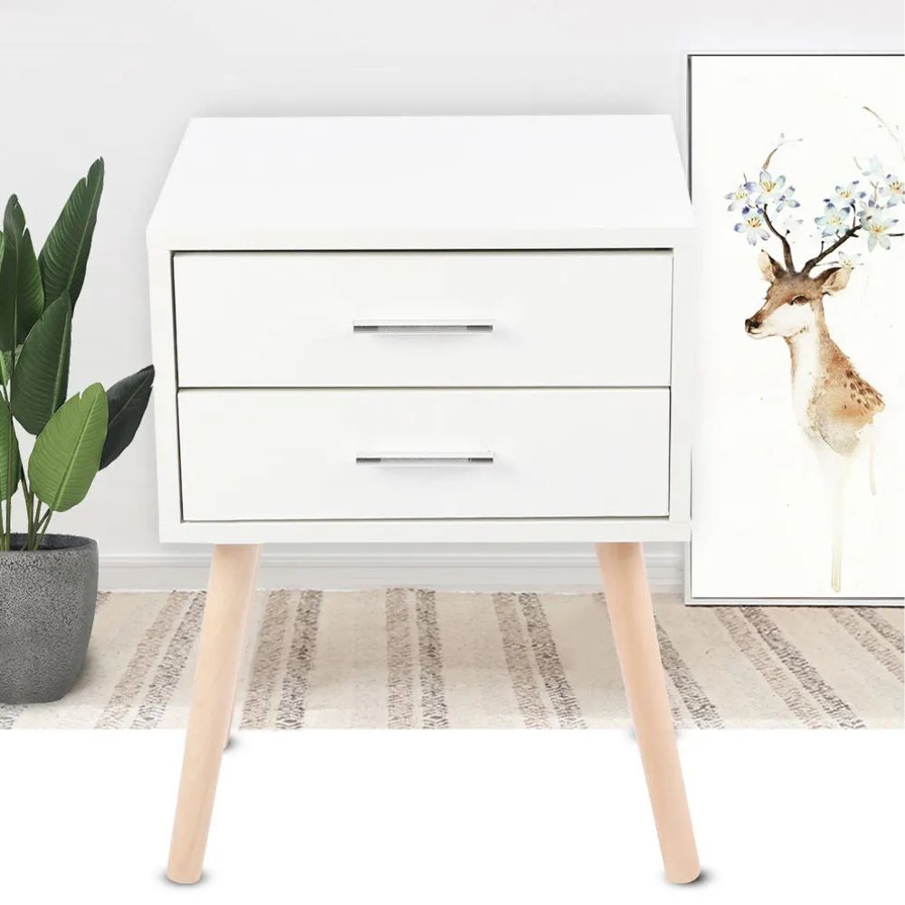 2-Drawer Bedside Table with Storage – Modern Compact Nightstand for Bedroom