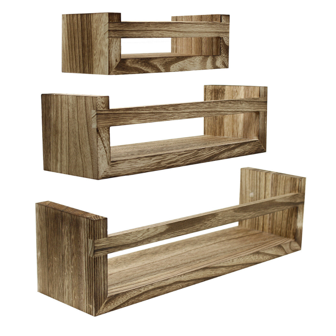Premium Wall Mounted Floating Wooden Rustic Kitchen Shelves image 2