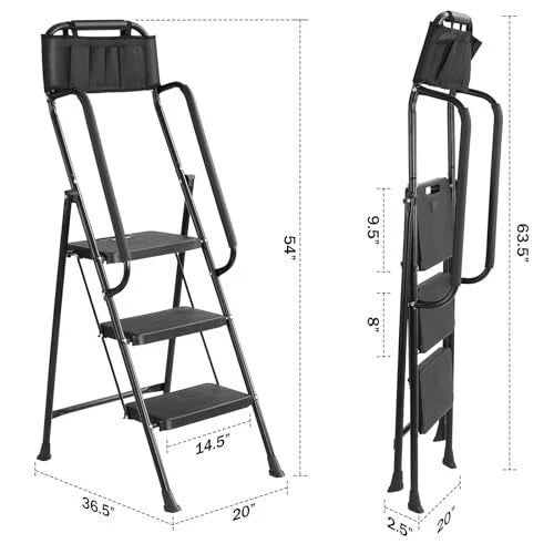 3 Step Stool Ladder With Handrails 330 Lbs image 4