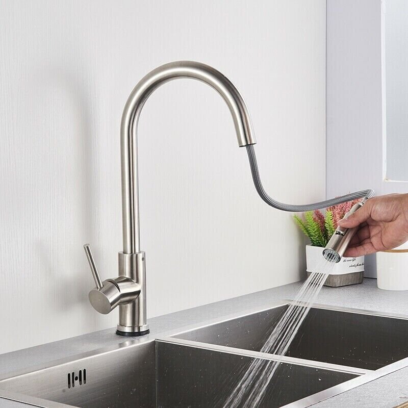 Stainless Touch Kitchen Sink Faucet Pull Out Sprayer Brushed Nickel Mixer Tap image 3