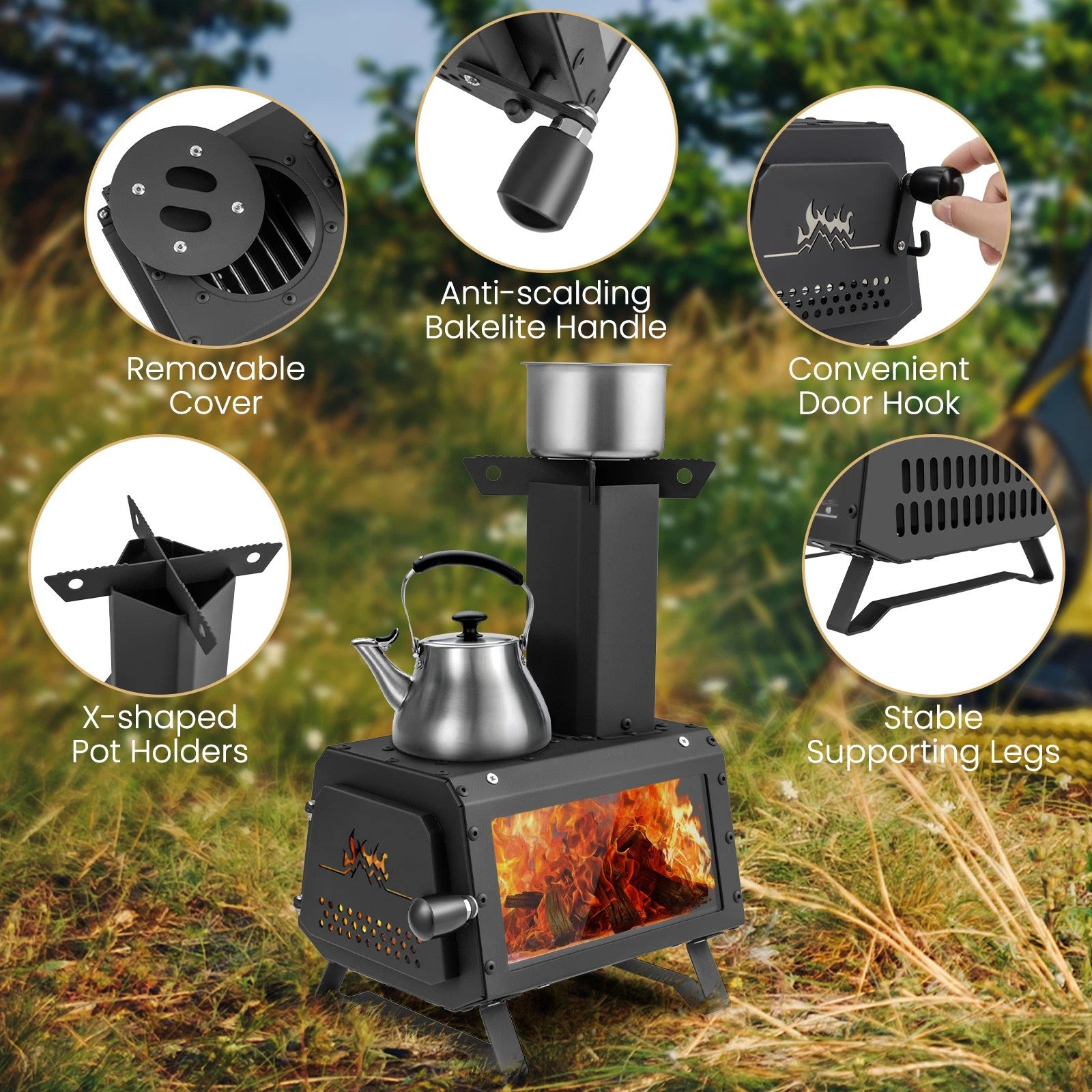 Portable Wood Burning Camping Cooking Heater Stove image 6