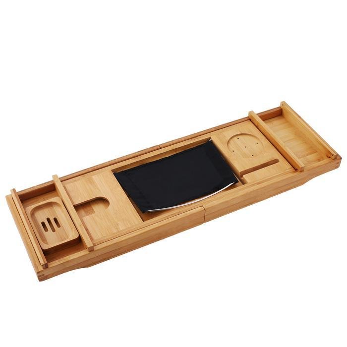 Large Spacious Bamboo Bathtub Caddy Tray image 7